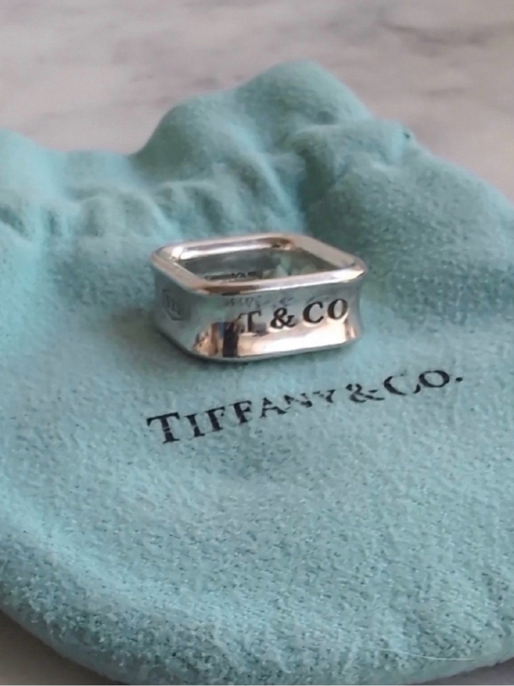 Tiffany & Co. Sterling Silver Square Band Ring - Silver